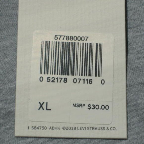 NWT MEN'S LEVI'S T Shirt XL Heather Grey Gray Classic Fit Short Sleeve Cotton - Picture 4 of 6